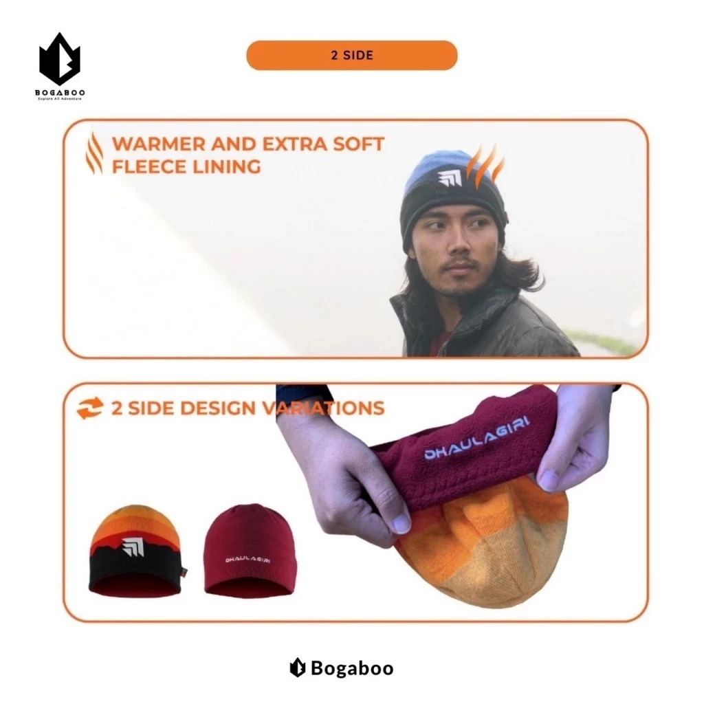 Dhaulagiri Beanie Hat Reversible Landscape Kupluk - Kupluk Rajut - Peci Sholat - Kupluk Rajutan Pria