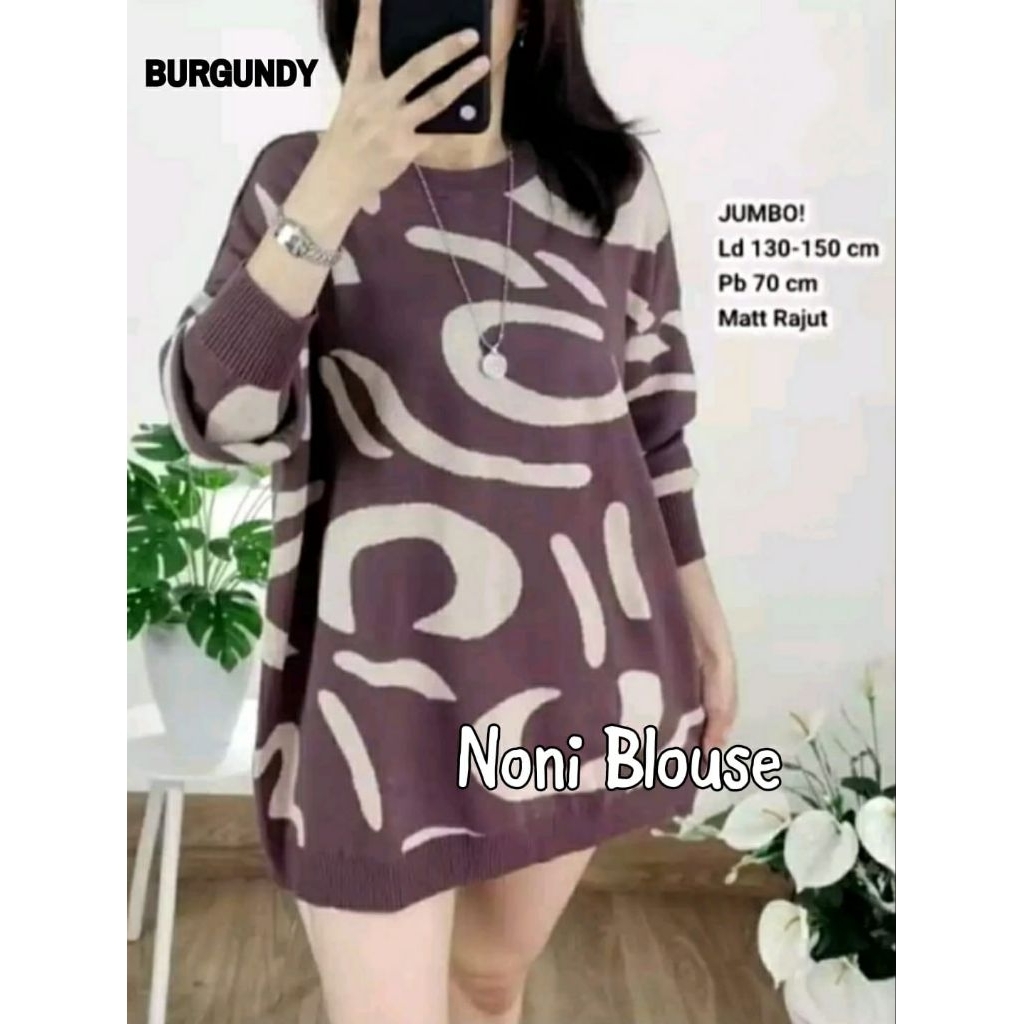 NONI BLOUSE RAJUT BAJU WANITA JUMBO LD 130CM