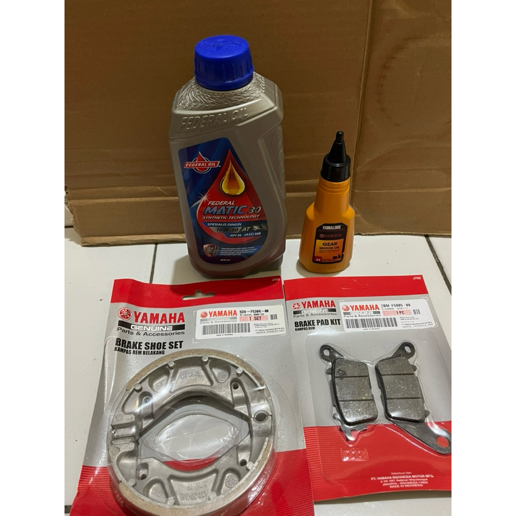 PAKET HEMAT OLI FEDERAL METIK SILVER DAN YAMAHA GEAR + KAMPAS REM DEPAN + KAMPAS REM BELAKANG MIO M3