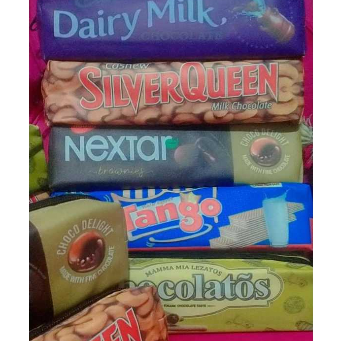 

[PGATK]JUAL 1 PCS TEMPAT PENCIL CHOCOLATE Bentuk Lontong Karakter Tepak pensil Kotak Resleting