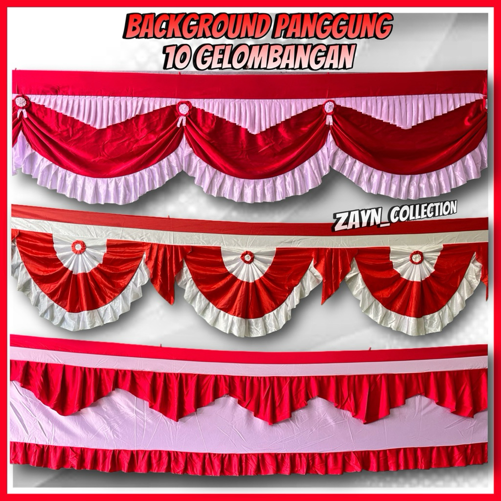 BENDERA BACKGROUND MERAH PUTIH SLENDANG 10 GELOMBANG BACKGROUND MERAH PUTIH KANTOR