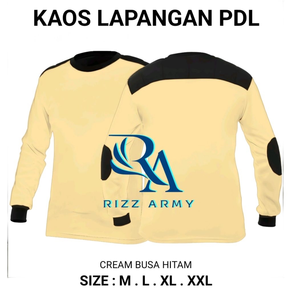 KAOS POLOS LAPANGAN KREM BUSA HITAM LENGAN PANJANG TACTICAL BAJU PDL TRAINING OSPEK DIKLAT KOMUNITAS