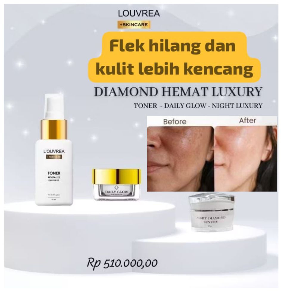Termurah!!! Paket hemat luxury Louvrea skincare ANTI FLEK dari Louvrea skincare.
