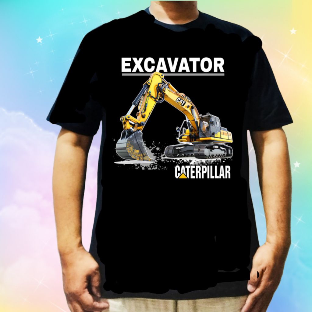 Baju kaos excavator Caterpillar sablon DTF