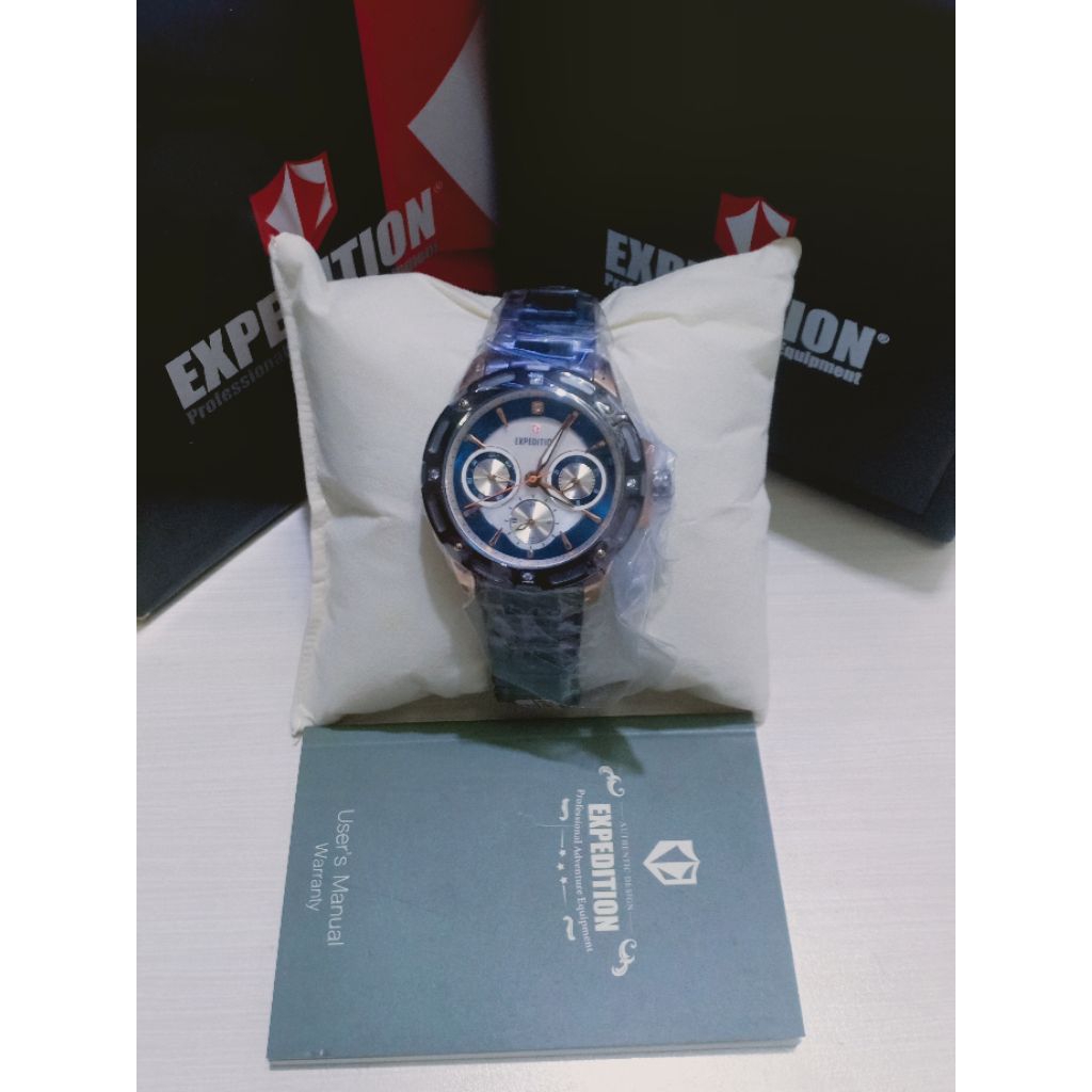JAM TANGAN WANITA EXPEDITION E 6760 M BERGARANSI RESMI 1 TAHUN RANTAI BLACK STAINLESS STEEL WATER RE