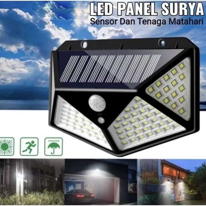 Lampu Solar Cell 100Led / Lampu Dinding 100Led /Lampu Taman Outdoor tenaga surya