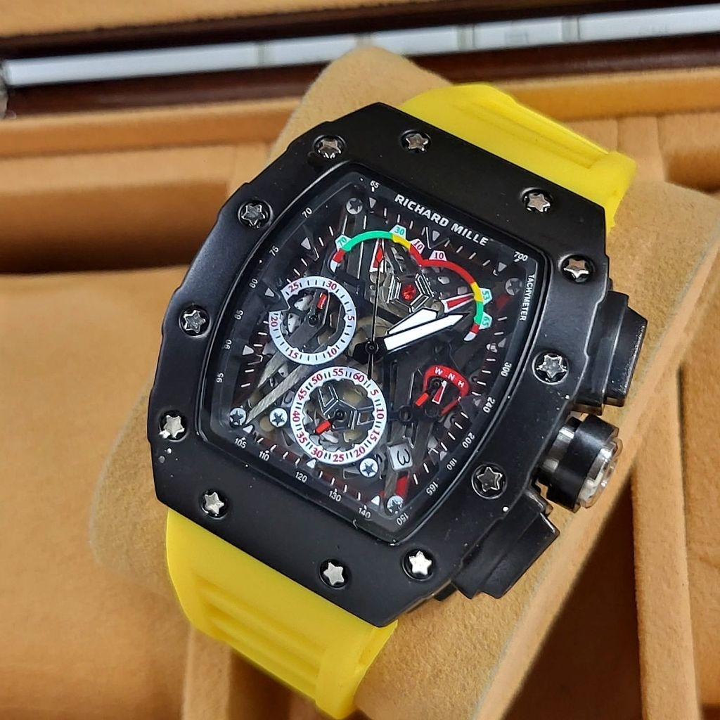 JAM TANGAN PRIA RM CRONO AKTIF TALI RUBBER SUPER MEWAH DAN ELEGAN WARNA PILIHAN JAM TANGAN PRIA SUPE