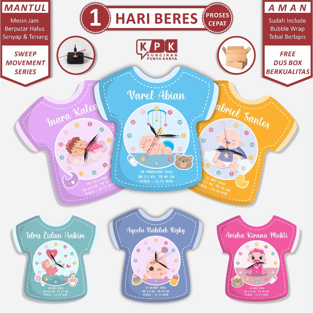 KPK - JAM DINDING CUSTOM NAMA / KADO KELAHIRAN BAYI LUCU / HADIAH UNTUK PONAKAN GEMES BERMANFAAT