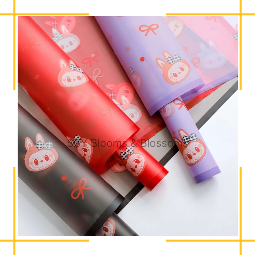 

KB85 Wrapping Cellophane Kertas Buket Motif Corak Kartun Anak LABUBU / Kertas Kado Ecer