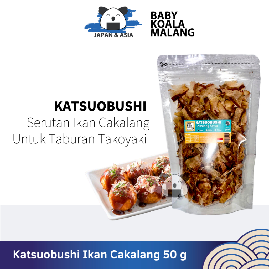 

KATSUOBUSHI Bonito Flakes 50 g Halal │ Taburan Takoyaki Katsuo Bushi Serutan Ikan Cakalang -BKM