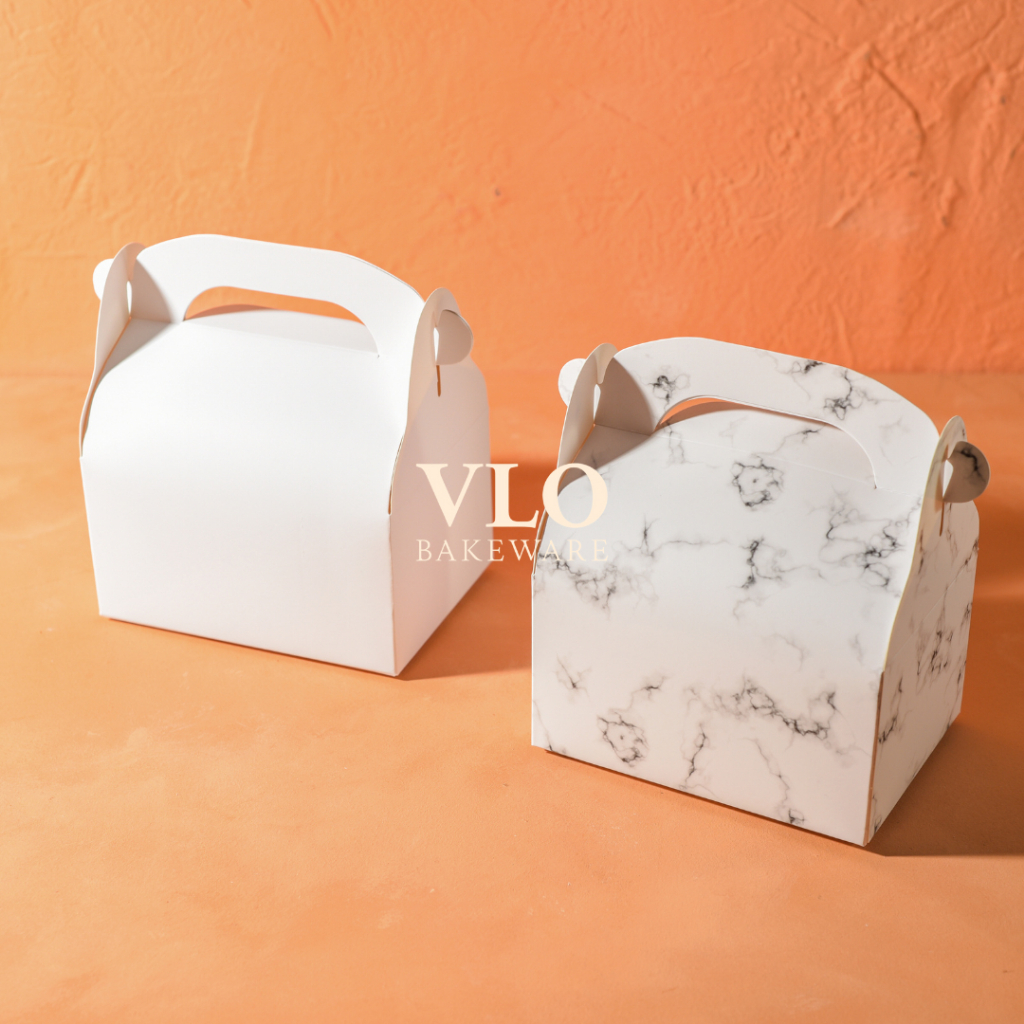 

[1 SET ISI 10 PCS] Kotak kue bolu gulung donat mini cake dengan tatakan | cake box handle