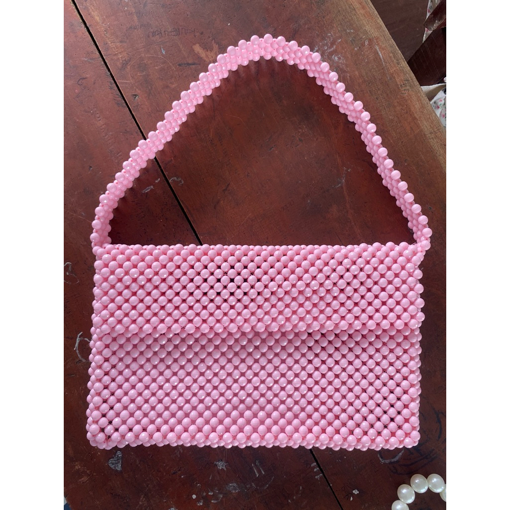handmade tas manik manik pink