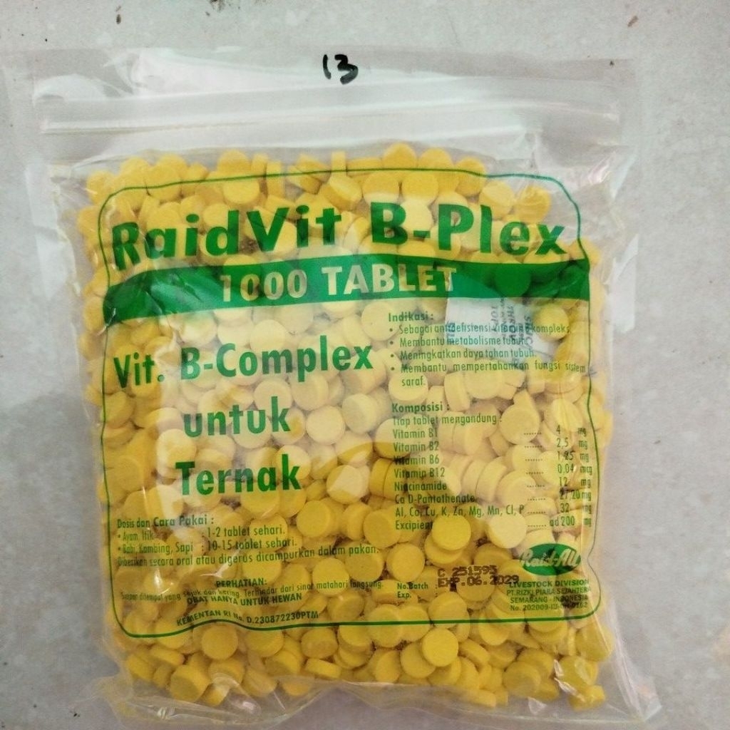 Vitamin B-Complex 1000 tablet untuk ternak