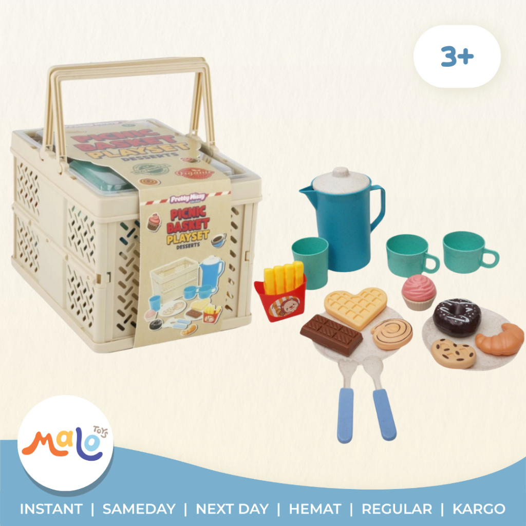 MALOTOYS - Picnic Basket Desserts Playset Pretend Play Mainan Dapur Anak Permainan Bongkar Pasang Pl
