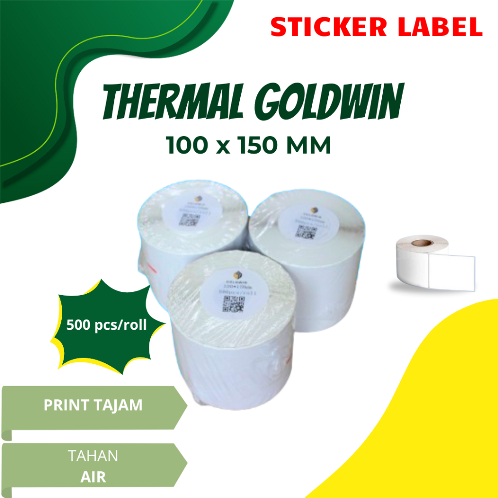 

PROMO! Kertas Thermal Sticker Label Goldwin Murah 100X150 Untuk Cetak Struk