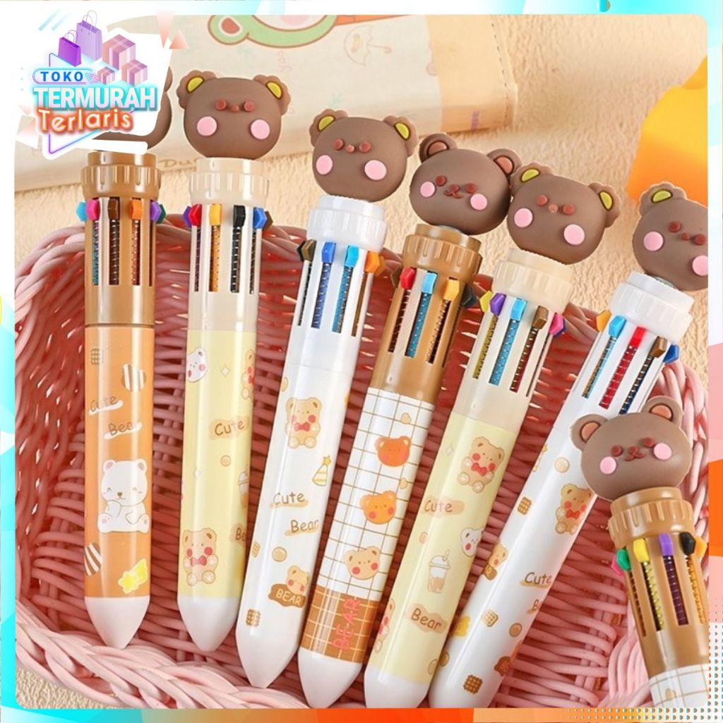 

TTT Pena 10 Warna Karakter Bear - Pulpen Gel Warna Warni Untuk Sekolah dan Kantor
