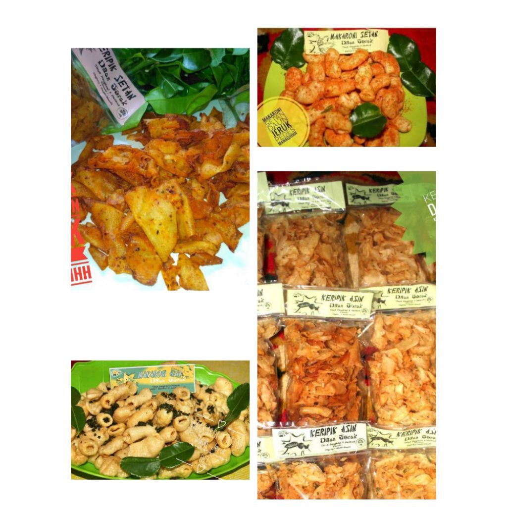 

KERIPIK SINGKONG KERIPIK SETAN DAN ASIN DAUN JERUK MAKARONI SETAN DAN ASIN DAUN JERUK