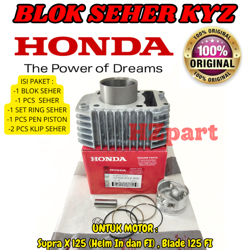 BLOK SEHER KODE-KYZ CYLINDER BLOK Honda Supra X 125 (Helm In dan FI),Blade 125 FI KUALITAS BAIK ORI.