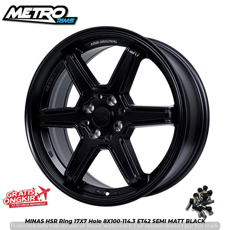 Promo velg racing palang enam ring 17x7 matt black untuk mobil eterna cefiro livina HSR minas R17