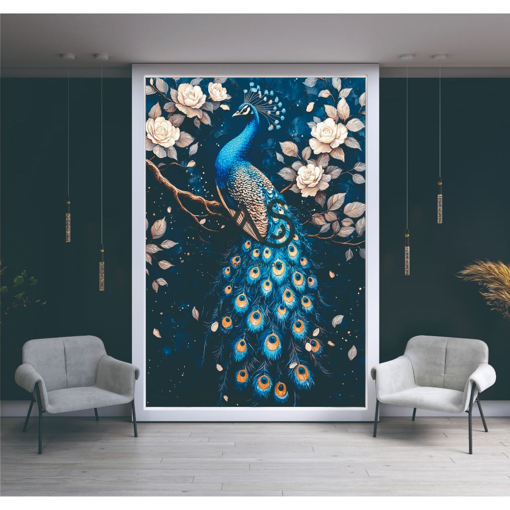 Stiker dinding burung merak, stiker dinding burung merak hiasan, stiker dinding 3d, Bisa COD