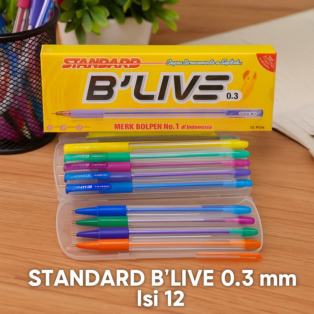 

STANDARD Pen Pulpen B'LIVE 0.3 mm 1pak isi 12 pcs