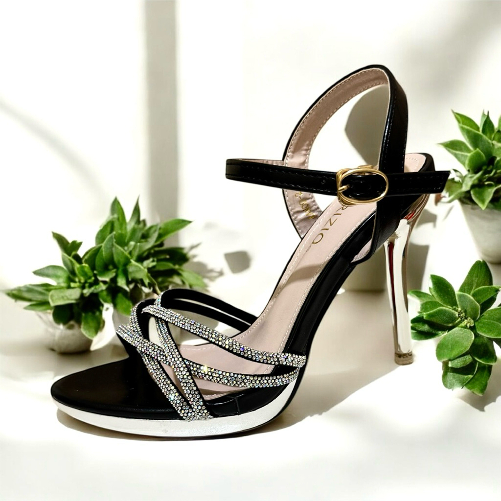 PATRIZIO - IRENE AAN09-2 HIGH HEELS PESTA WANITA TALI GLITTER TINGGI 11cm