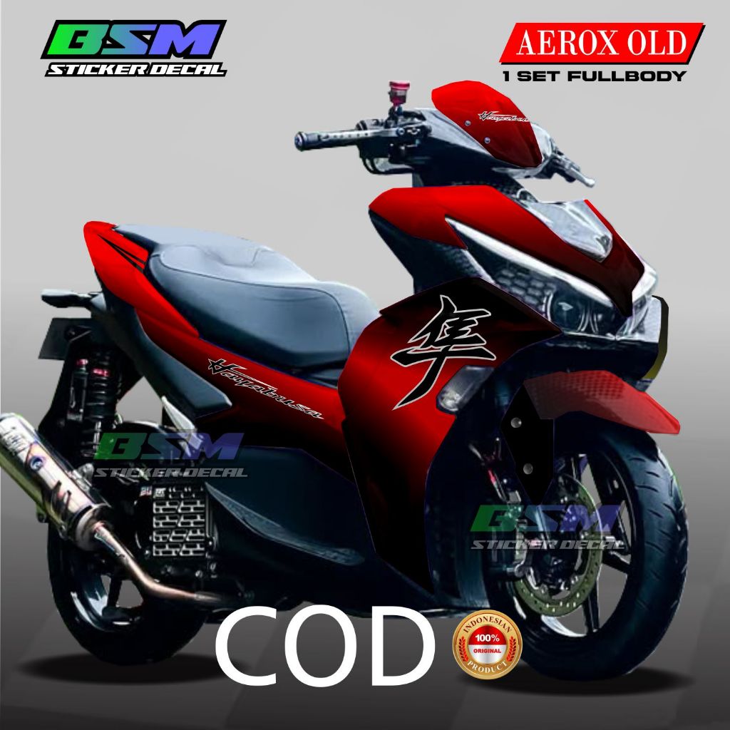 Sticker Decal Yamaha Aerox New Connected Model Hitam Berwarna