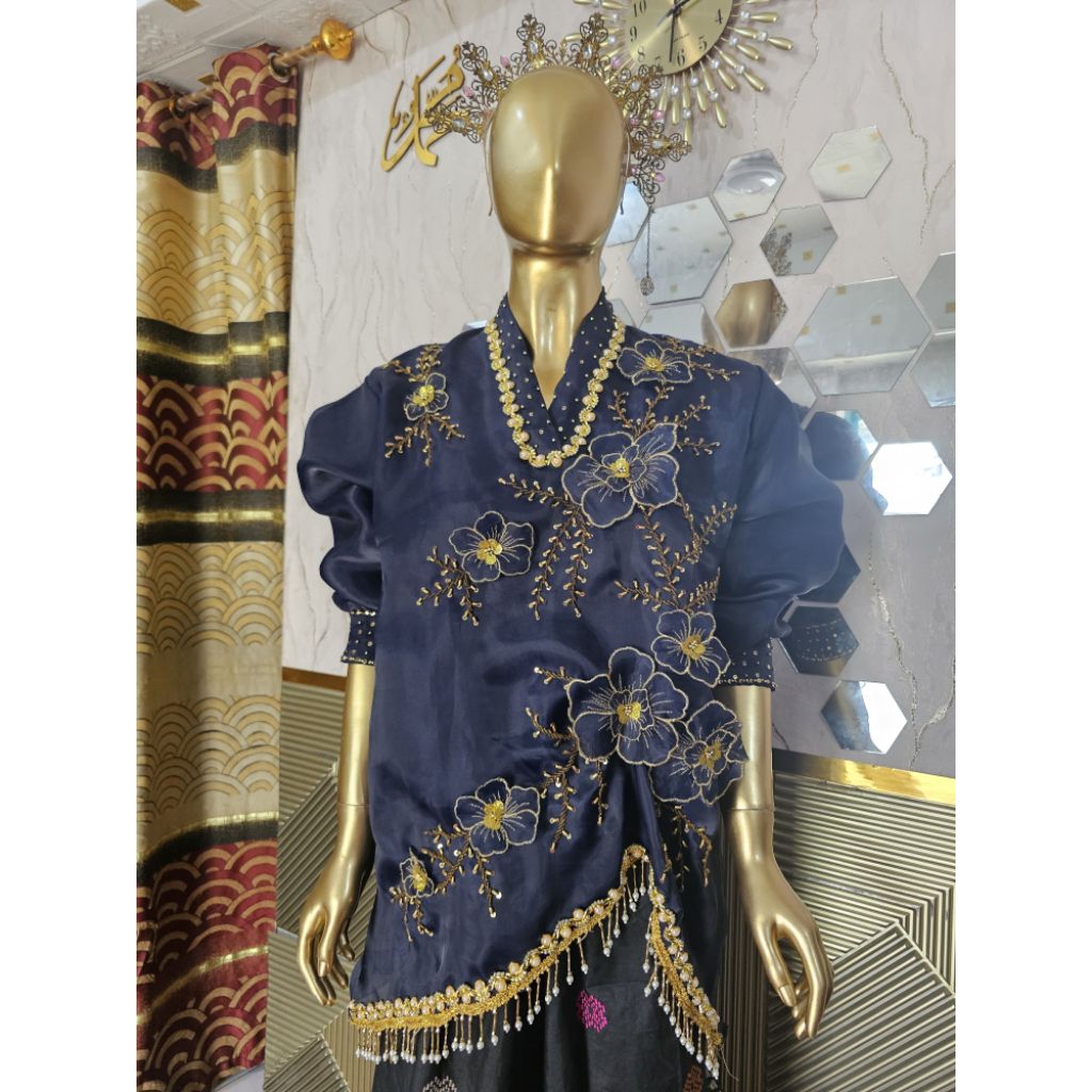 BAJU BODO ORGANZA MODERENT MOTIF BUNGA TIMBUL/PAYET