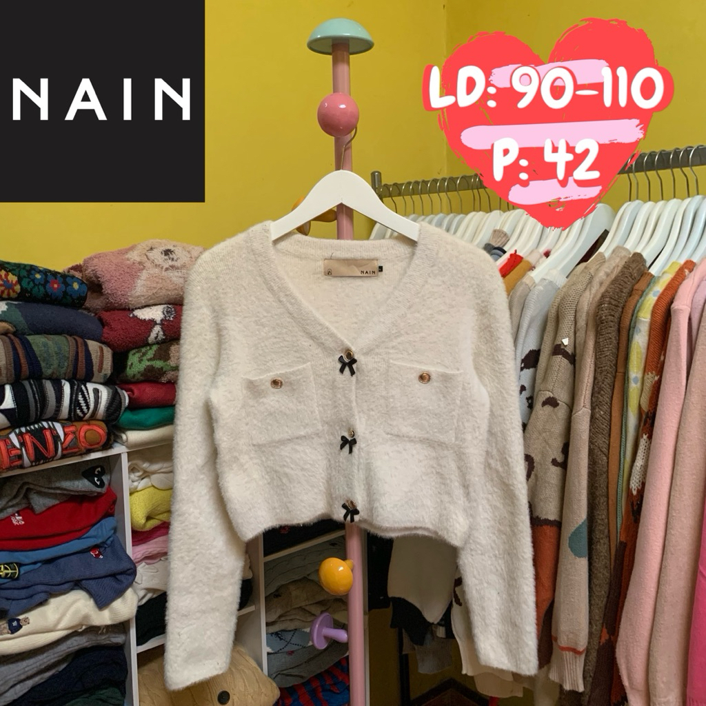 cardigan sultan rajut BULU FUZZY knitwear premium BRAND crop