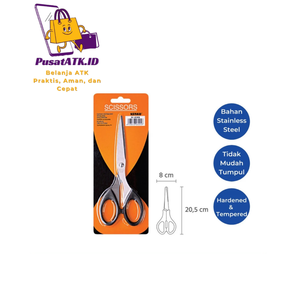 

KENKO SCISSOR / Gunting / Alat Pemotong Kertas KS-838N Medium