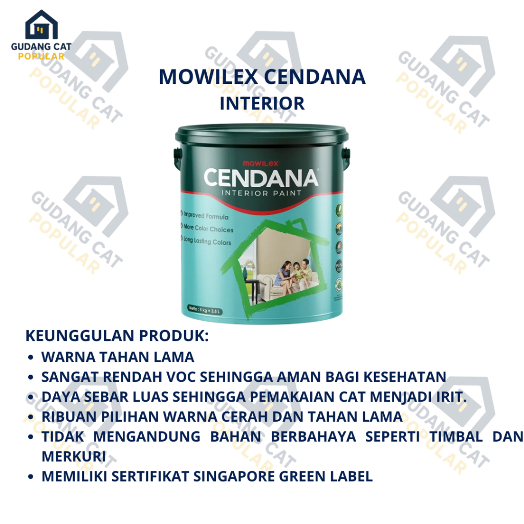 MOWILEX CENDANA INTERIOR 25KG PAIL / CAT TEMBOK INTERIOR / MOWILEX TINTING CUSTOM WARNA