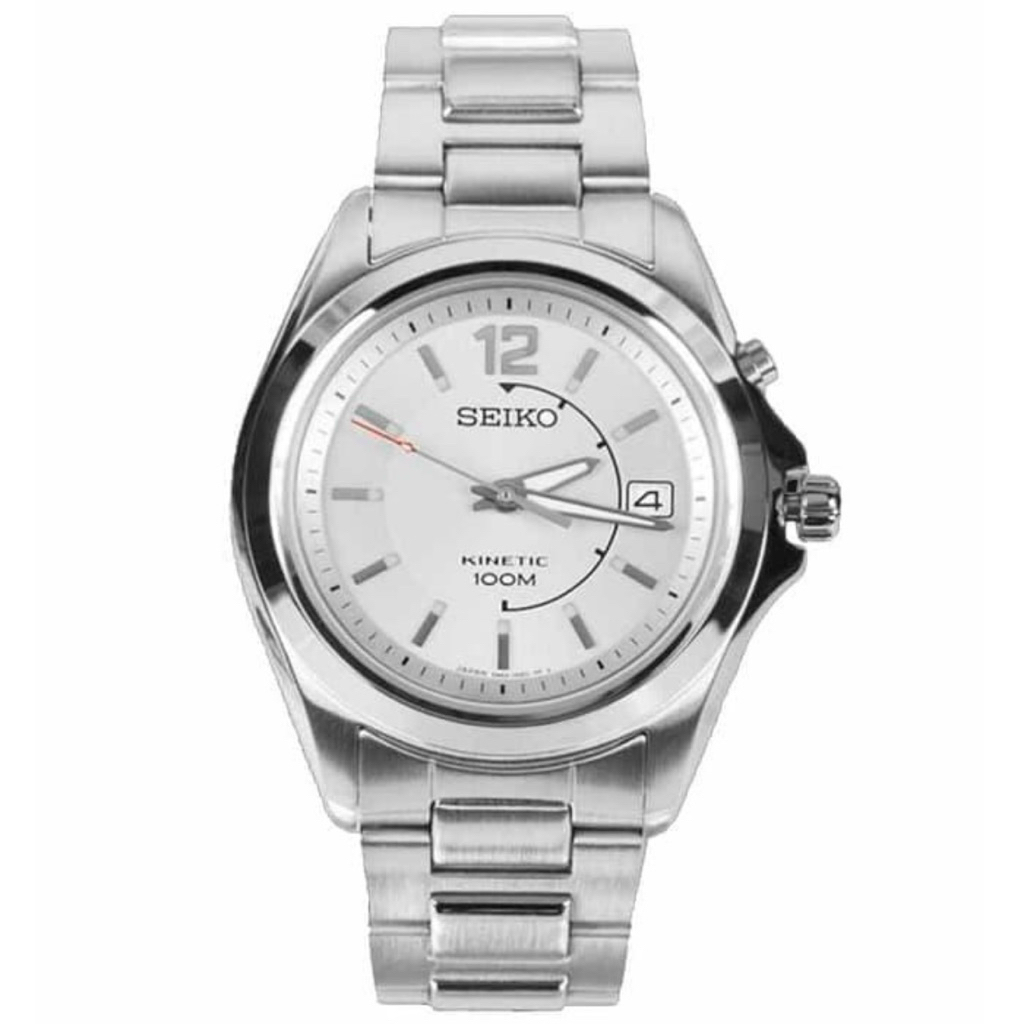 Jam Tangan Pria Seiko SKA475P1 Kinetic 100M White Dial Stainless Steel Strap Original | Seiko Kineti