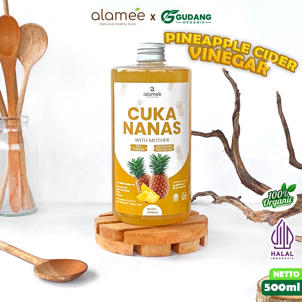 

ALAMEE Cuka Nanas Organik 500ml Pineapple Cider Vinegar With Mother Minuman Diet & Kesehatan