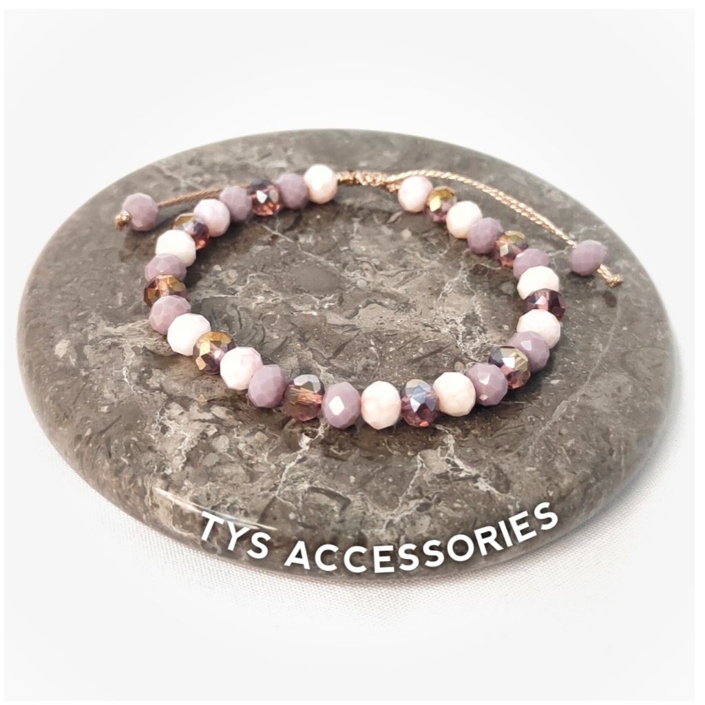 Gelang crystal ungu dengan tali serut by TYS ACCESSORIES