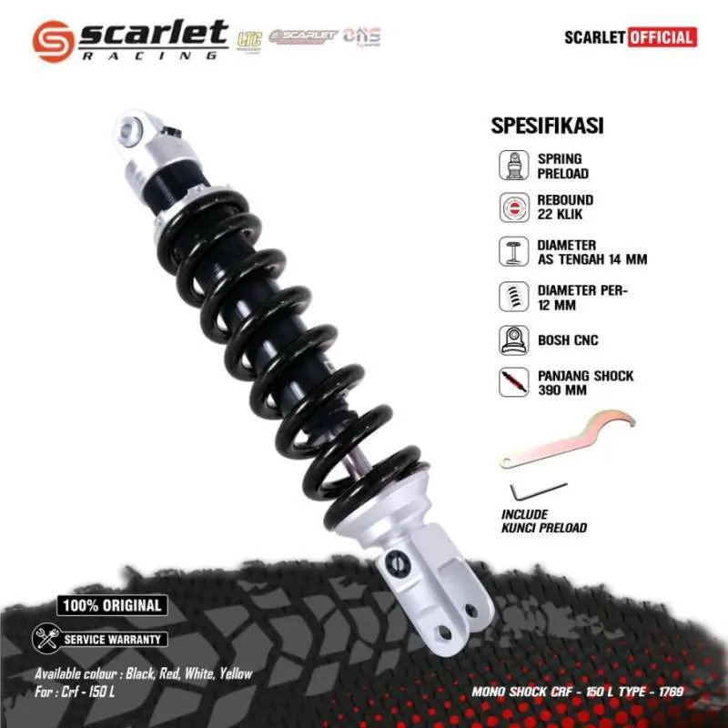 SHOCK SOK BREAKER ADJUSTER MONO BELAKANG NON TABUNG KLX 150 1759 SCARLET RACING
