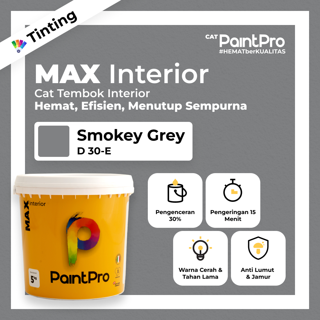 PaintPro MAX Interior 20kg - Cat Tembok Tinting Custom 1000+ Warna - Hitam/Black - Murah Berkualitas