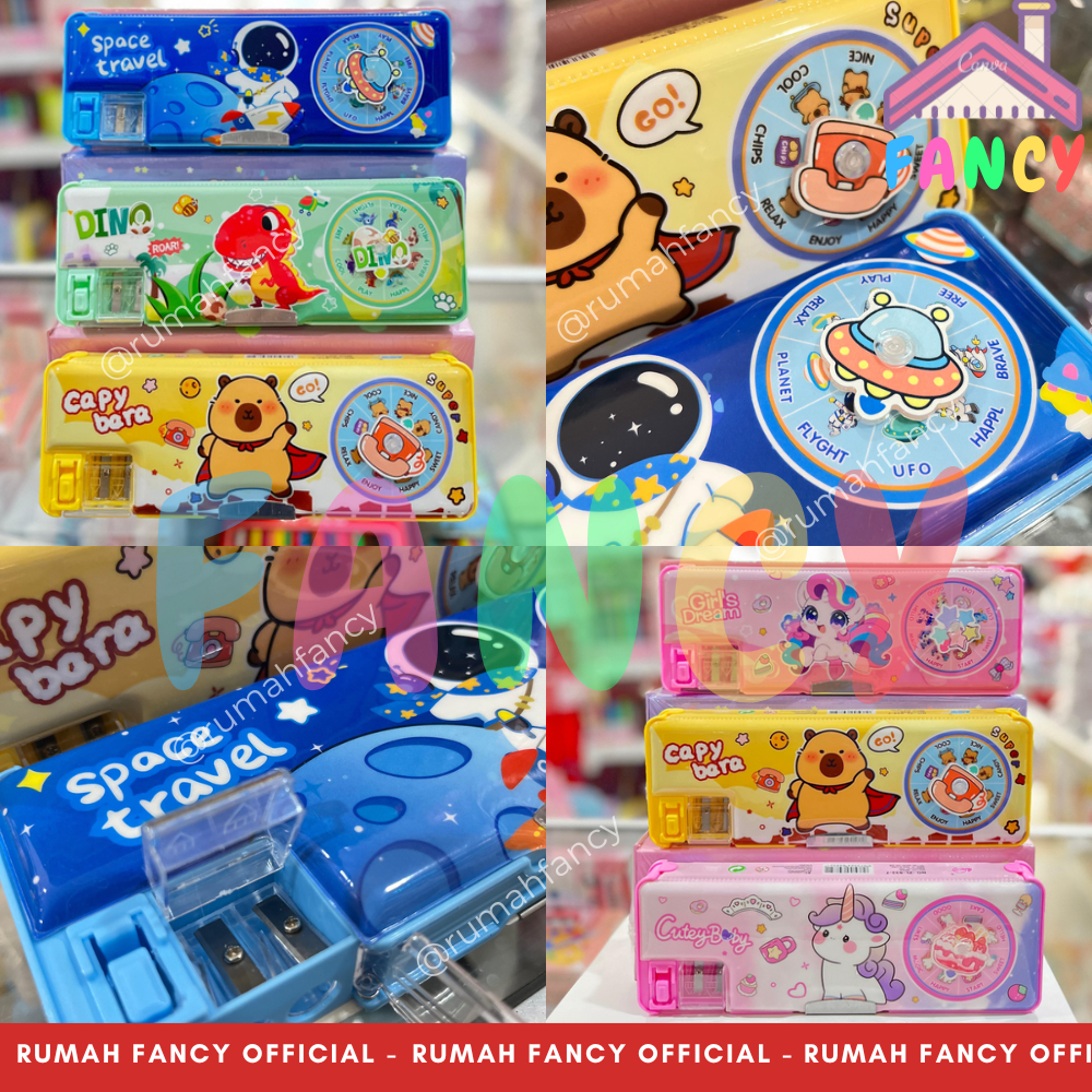 

[FREE DUS + BUBBLEWRAP] TEMPAT KOTAK PENSIL MAGNET + SPINNER ZL 832 Motif Karakter Cewek Cowok