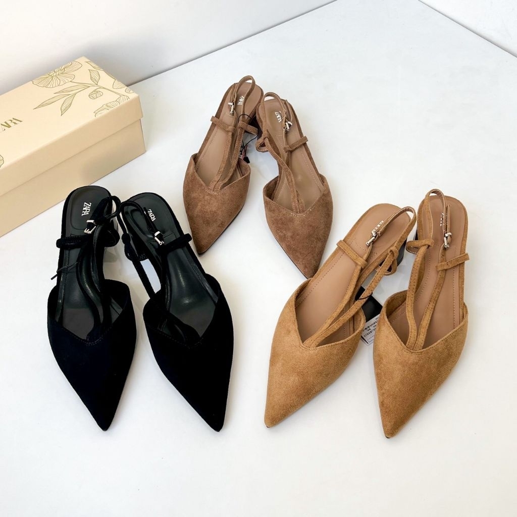 Sepatu zara Shoes hitam coklat Black heels 5 cm