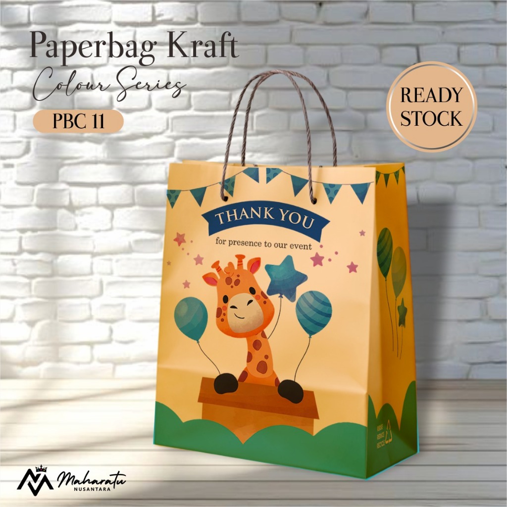

[12 PCS ]PAPERBAG SOUVENIR BAHAN KRAFT - PAPER BAG ULANG TAHUN ANAK READY STOCK - PBC 11