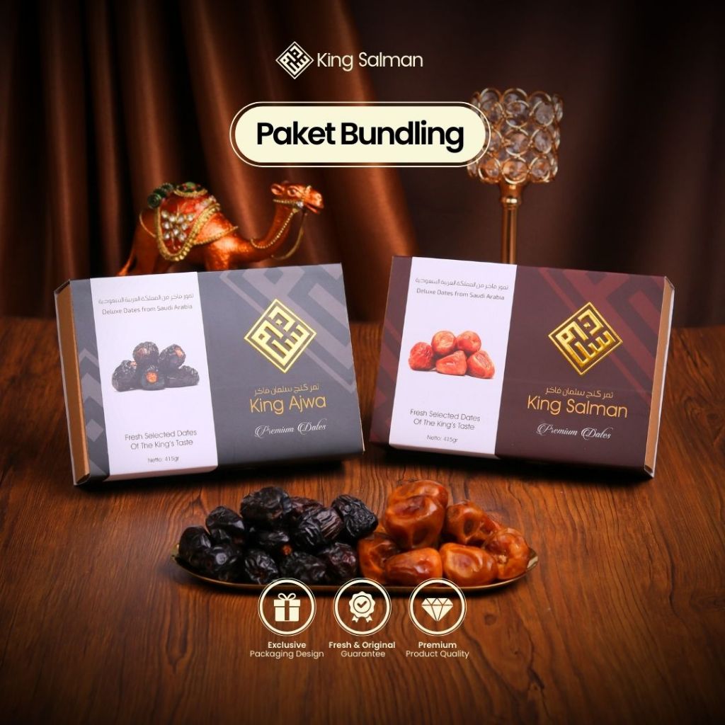 

King Salman - King Ajwa Paket Kurma 2 Box Oleh-Oleh Umroh & Haji