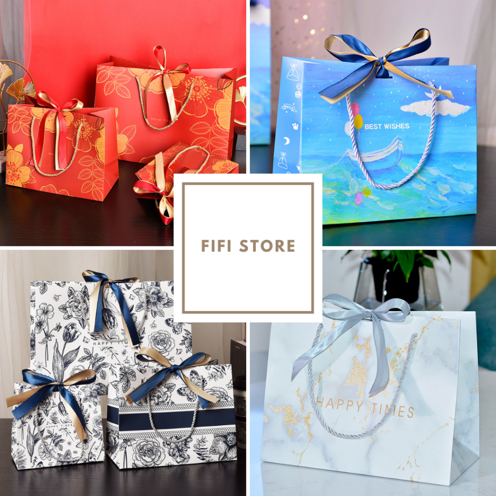

Premium Paperbag Motif Bunga Flower Souvenir Gift Bag + Pita Tebal Tas Kado Tas Permen Tas Hadiah