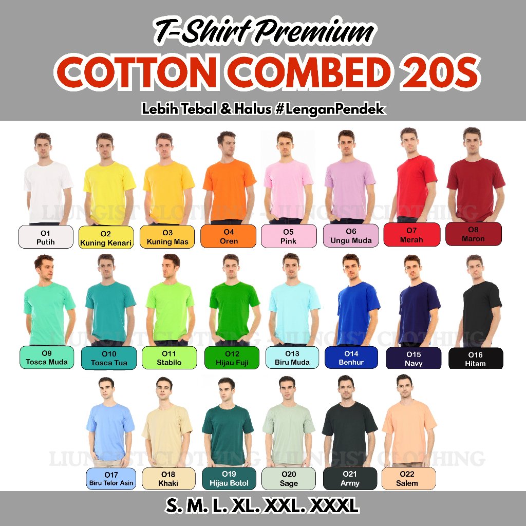 polos combed 20s Kaos polos combed 20s (100% cotton) / baju polos / kaos polos / Tshirt polos / Tshi