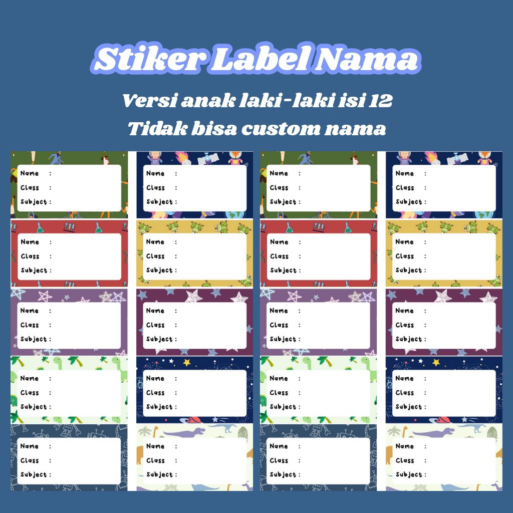

♡ (isi 12) Stiker Label Nama Buku Tulis Versi Gelap ♡ MINIMAL BELANJA 10RB - TIDAK BISA CUSTOM NAMA