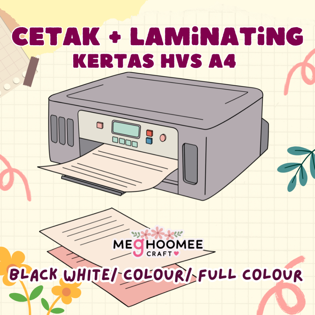 

CETAK KERTAS HVS A4 + LAMINATING PANAS 2SISI