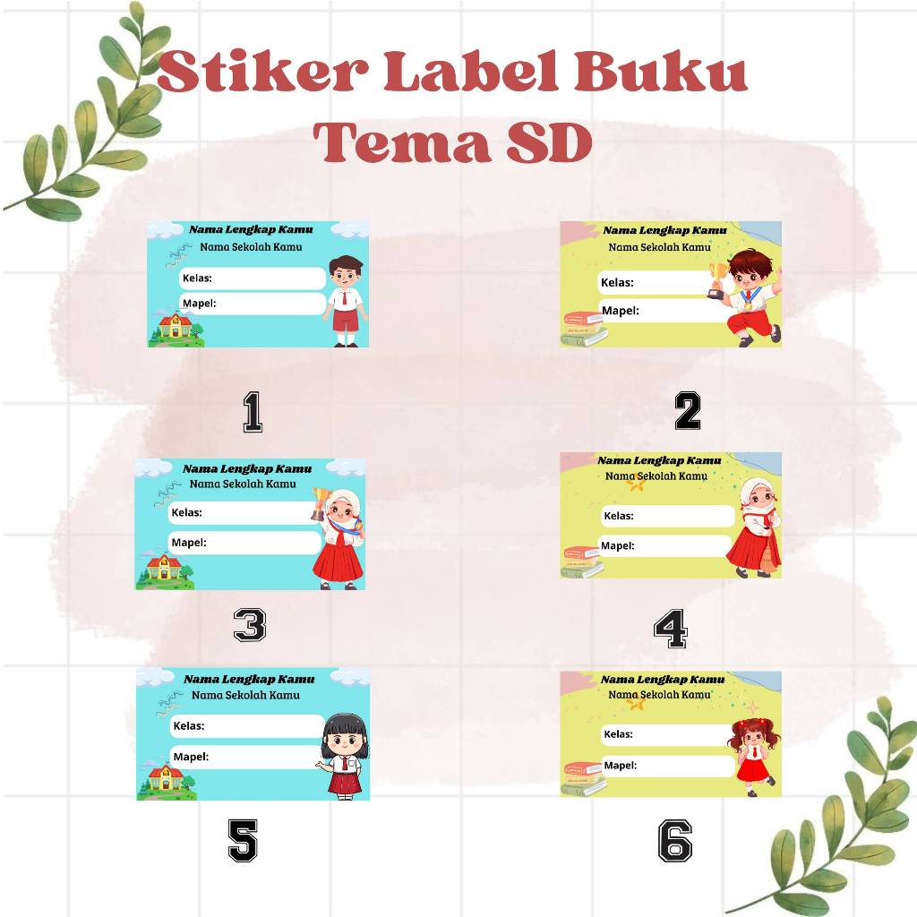 

Stiker CustomLabel Buku Pelajaran Motif SD