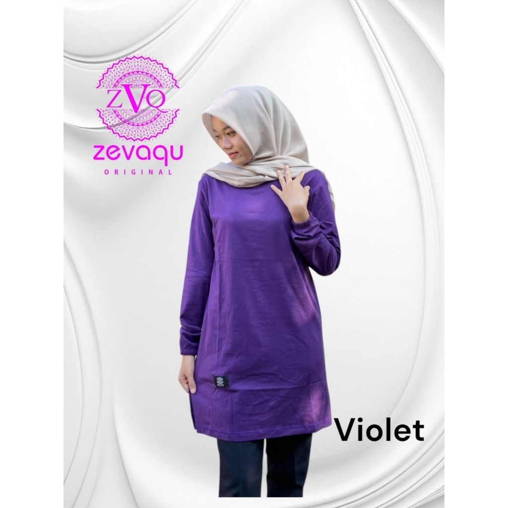 kaos tunik wanita atasan lengan panjang jumbo LD 130 bahan katun combed 24 seragam olahraga