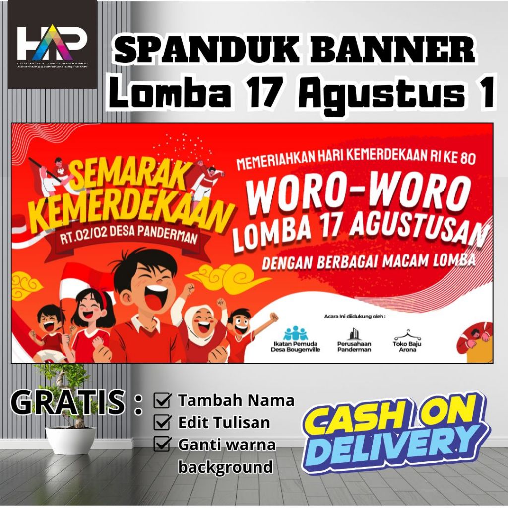 BANNER AGUSTUSAN MERAH PUTIH | BANNER HUT RI | UMBUL - UMBUL BANNER 17 AGUSTUS | SPANDUK AGUSTUSAN |