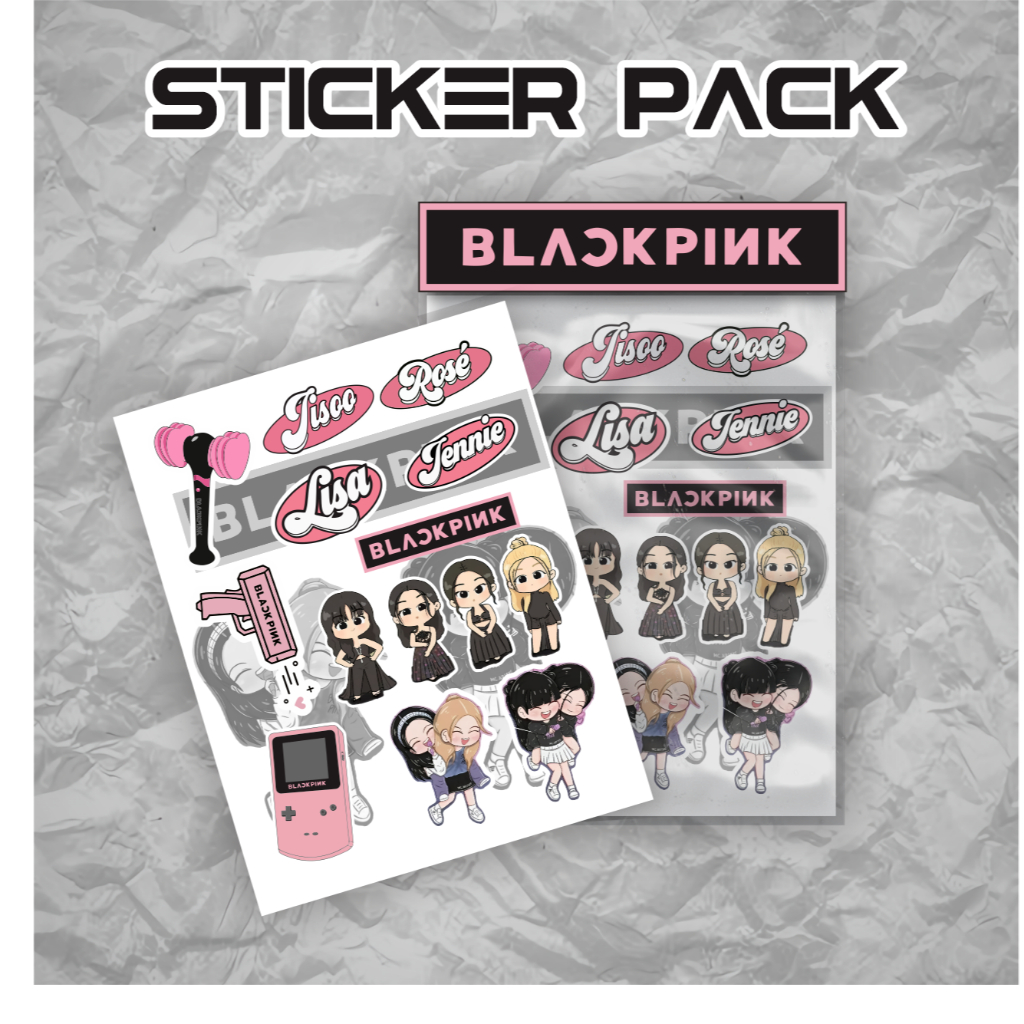 

Stiker Pack Black Pink Kpop Vinyl Waterproof untuk Sticker Buku Journal Casing HP Laptop Tumbler