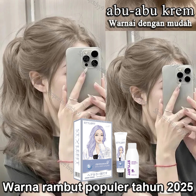 STYLE FIT cat rambut tahan lama ash brown pewarna rambut pria dan wanita semir original hair colo An