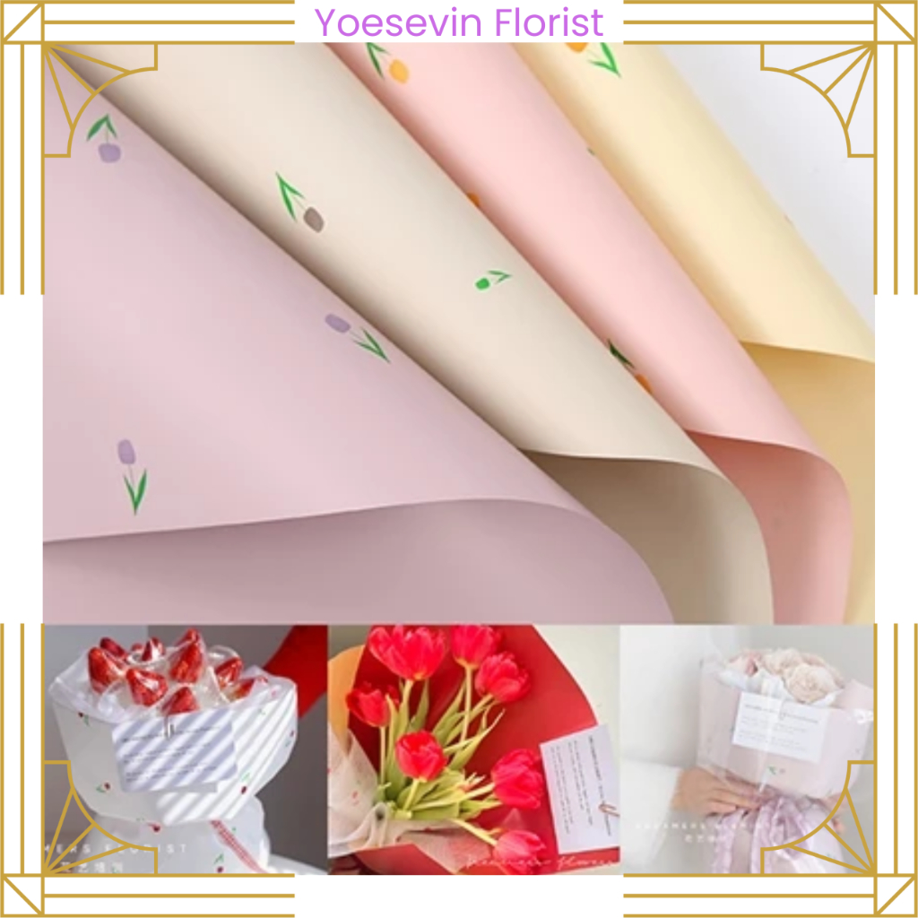 

KB6179 Kertas Buket Bunga Tullip Cellophane Warna Bagus Harga Murah Wrapping Flower